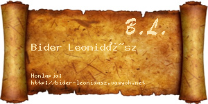 Bider Leonidász névjegykártya